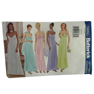Butterick 5886 Misses Dress Scarf Evening Bridal Gown Size 6-10 Pattern CUT